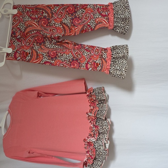 Bonnie Jean Pink & Brown 2-Piece Cotton Girls Outfit w/Turkey Applique.  Size 3T - Picture 2 of 10